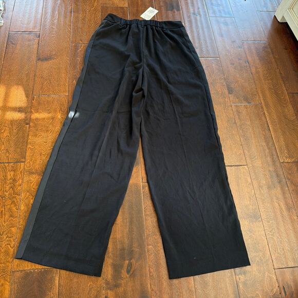 A New Day Dress Pant Black Flowy Satin Side Stripe Career Classic Womens Size 6 - Picture 5 of 9